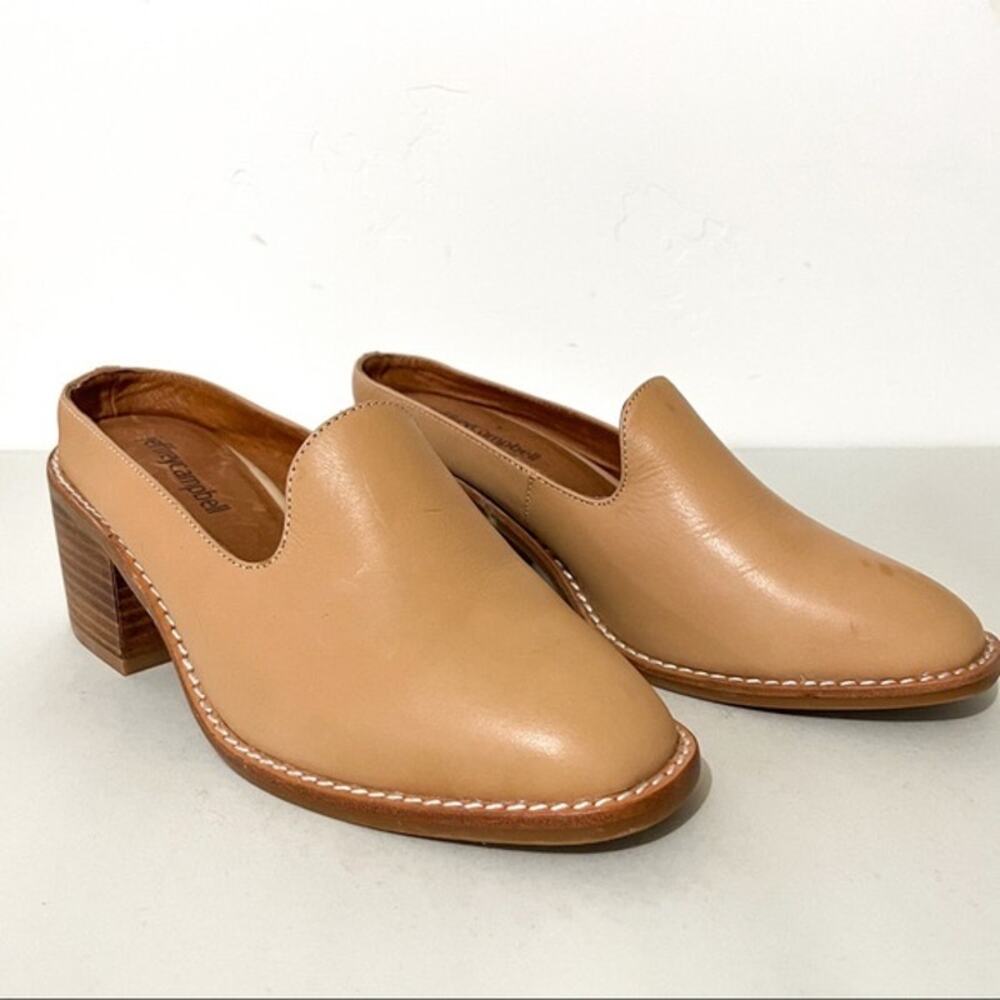 Jeffrey Campbell Morrigan Tan Leather Loafer Mules 6.5